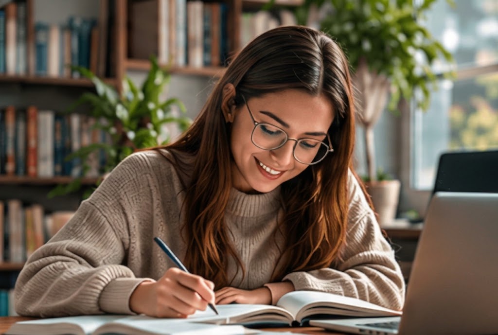 Libros y apuntes abiertos para practicar lectura y análisis